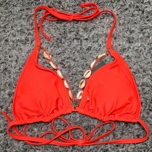 Wild Fable M 8-10 Removable Pads Triangle Bikini Top with Removable Shell Trim